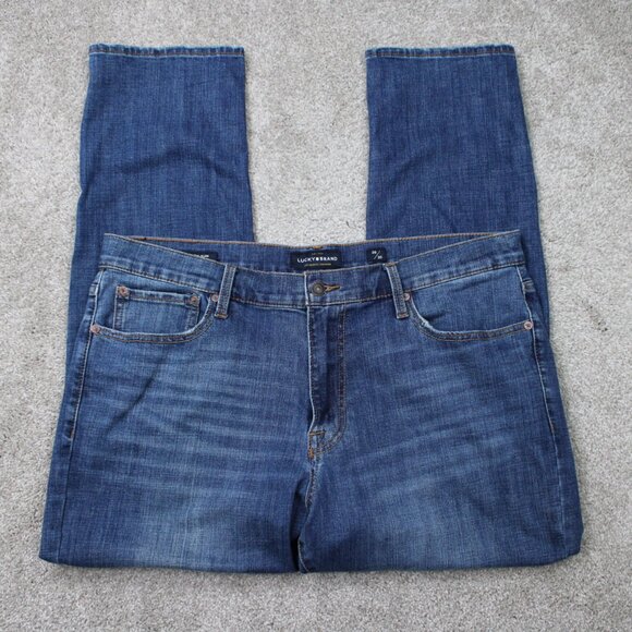 Lucky Brand Jeans Men 38x30 410 Athletic Slim Blue 5-Pocket Straight Leg Stretch - Picture 1 of 15